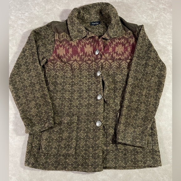 True Grit Western Sweater Button Down Cardigan South West Aztec Style Size L - Picture 1 of 6